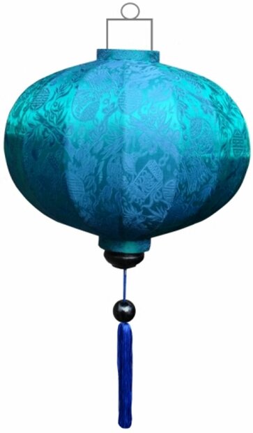Turqoise silk lantern round
