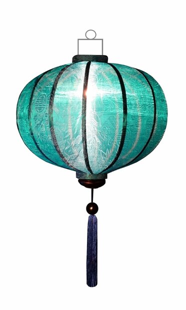Turqoise silk lantern round