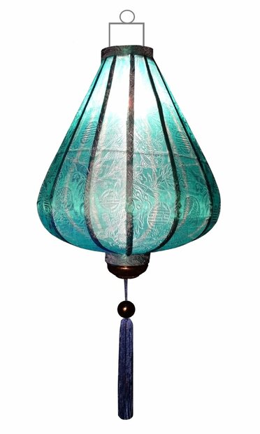 Turqoise silk lantern tear drop